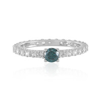 Blauer I3 Brillant-Silberring