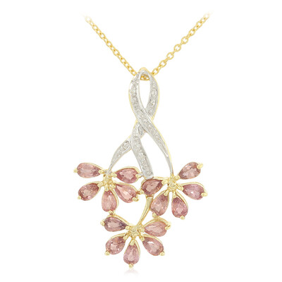 Nicht erhitzter Padparadscha-Saphir-Goldhalskette (AMAYANI)