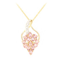 Nicht erhitzter Padparadscha-Saphir-Goldhalskette (AMAYANI)