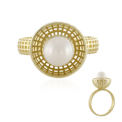 Weiße Süßwasserzuchtperlen-Goldring (Ornaments by de Melo)