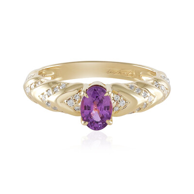 Nicht erhitzter Purpurfarbener Ceylon-Saphir-Goldring (de Melo)