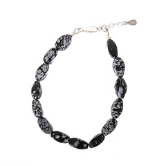 Schneeflocken-Obsidian-Silberarmband