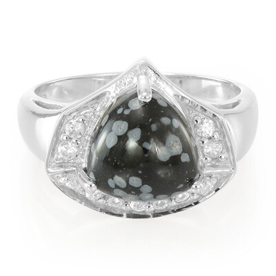 Schneeflocken-Obsidian-Silberring