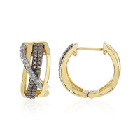 I3 Champagner-Diamant-Silberohrringe