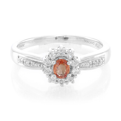 Oranger Saphir-Silberring