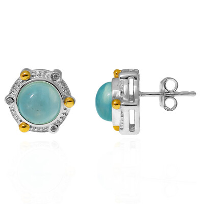 Aquamarin-Silberohrringe mit Gold (Granulieren)