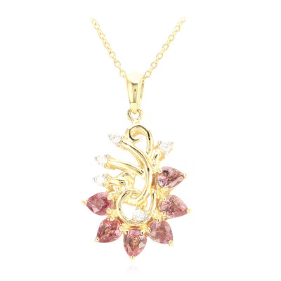Nicht erhitzter Padparadscha-Saphir-Goldhalskette (AMAYANI)