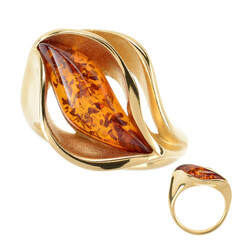 Baltischer Cognac-Bernstein-Silberring