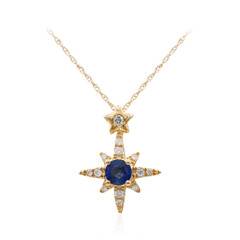 Blauer Ceylon-Saphir-Goldhalskette