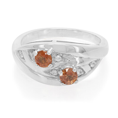 Oranger Saphir-Silberring