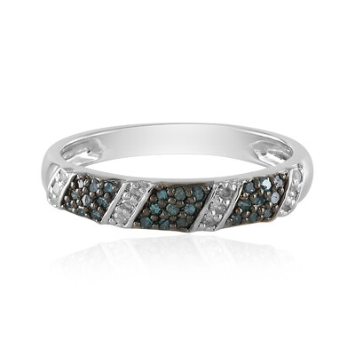 Blauer I3 Diamant-Silberring