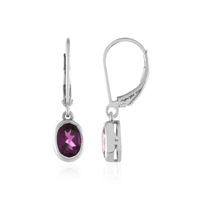 Magenta-Granat-Silberohrringe