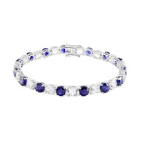 Blauer Madagaskar-Saphir-Silberarmband