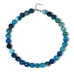 Blauer Achat-Silberhalskette