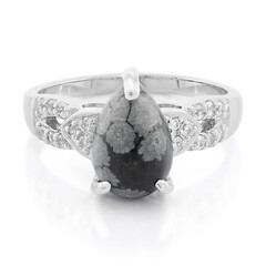Schneeflocken-Obsidian-Silberring