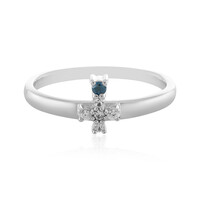 Blauer I3 Brillant-Silberring