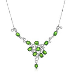 Russischer Diopsid-Silbercollier
