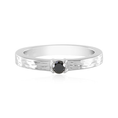 Schwarzer Brillant-Silberring