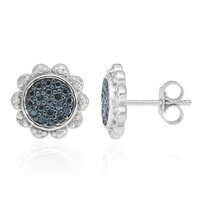 Blauer PK Diamant-Silberohrringe