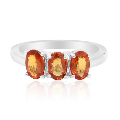 Oranger Saphir-Silberring