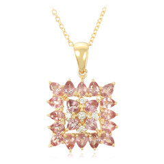 Nicht erhitzter Padparadscha-Saphir-Goldhalskette (AMAYANI)