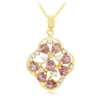 Nicht erhitzter Padparadscha-Saphir-Goldhalskette (AMAYANI)