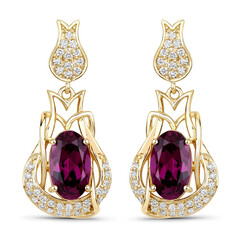 Magenta-Granat-Goldohrringe (SUHANA)