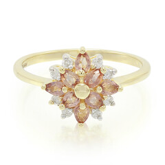 Nicht erhitzter Padparadscha-Saphir-Goldring