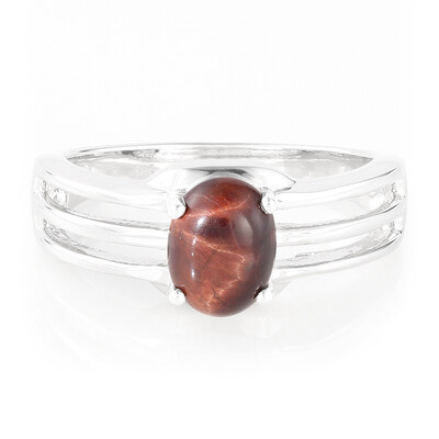 Rotes Tigerauge-Herren-Silberring