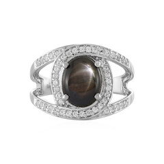 Schwarzer Stern-Saphir-Silberring