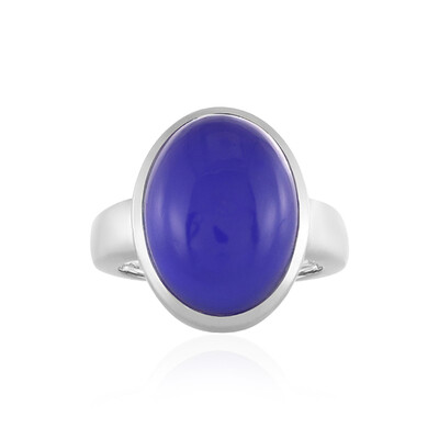 Blauer Chalzedon-Silberring