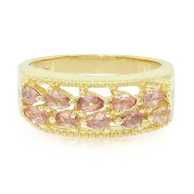 Nicht erhitzter Padparadscha-Saphir-Herren-Goldring