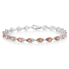Pfirsichfarbener Mystik-Topas-Silberarmband
