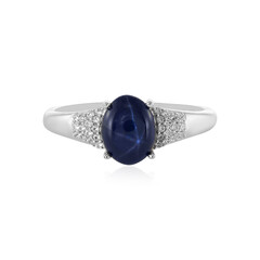 Blauer Stern-Saphir-Silberring