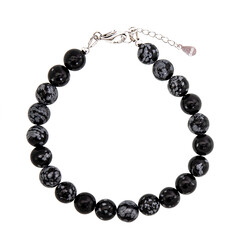 Schneeflocken-Obsidian-Silberarmband