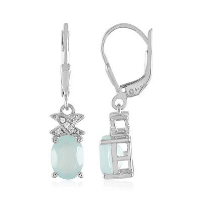 Aqua-Chalzedon-Silberohrringe