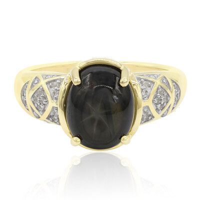 Schwarzer Stern-Saphir-Goldring