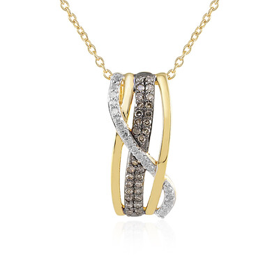 I3 Champagner-Diamant-Silberhalskette