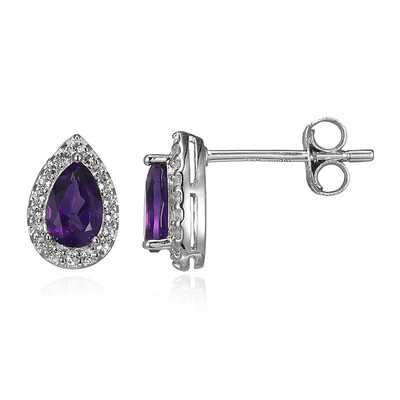 Sambia-Amethyst-Silberohrringe