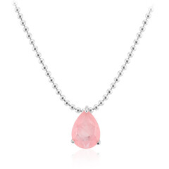 Pinkfarbener Pastell-Quarz-Silberhalskette