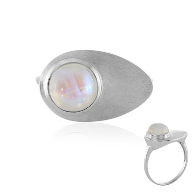 AAA-Regenbogen-Mondstein-Silberring (MONOSONO COLLECTION)