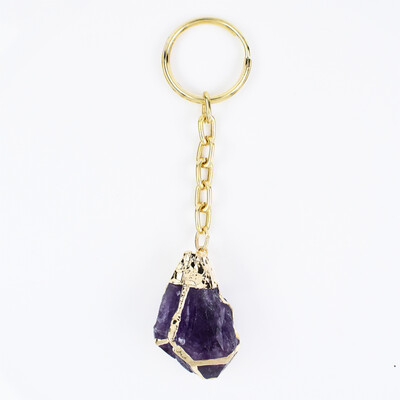 Amethyst-Edelstahlschlüsselanhänger