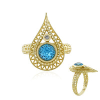 Schweizblauer Topas-Goldring (Ornaments by de Melo)