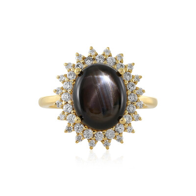 Schwarzer Stern-Saphir-Silberring