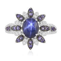 Blauer Stern-Saphir-Silberring