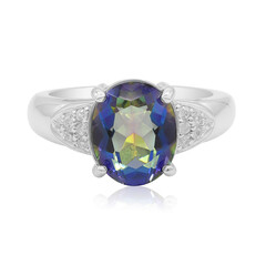Blauer Mystik-Quarz-Silberring