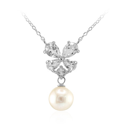 Weiße Süßwasserzuchtperlen-Silbercollier