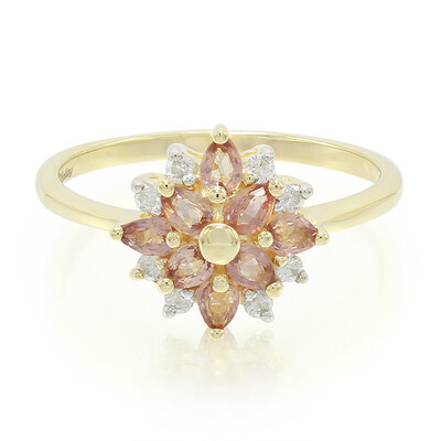 Nicht erhitzter Padparadscha-Saphir-Goldring