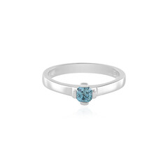 Blauer I2 Brillant-Silberring