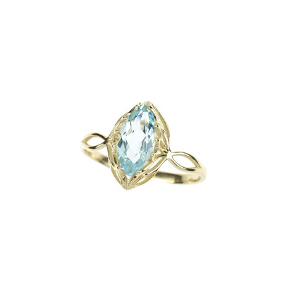 Himmelblauer Topas-Goldring (dagen)